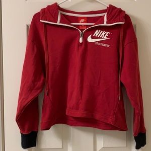 Nike red pullover with zipper